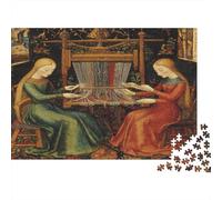 The Fortunes Sitting at A Loom Jigsaw Puzzles. 38x26cm/1000pcs Medieval Style Whimsical Challenge Toy for Educational Games Gifts
