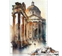 The Forum Rome Watercolor Puzzle 100% Recycled Cardboard Premium Cardboard Jigsaw Puzzle for Adult Children 1000pcs (38x26cm)
