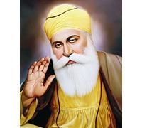 The Founder of Sikhism, Guru Nanak Dev Ji Canvas Art - Inspiration, Unity & Oneness with Waheguru- Guru Nanak Painting - Sikh Guru - Sikh (Multicolour, 40x30 (cm), Unframed)