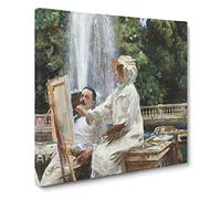 The Fountain, Villa Torlonia by John Singer Sargent Canvas Print | Gallery Wrapped 30mm Frame Wall Art | 20x20 inches | Ready to Hang | Classic Picture | Living Room Bedroom Lounge Office