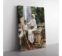 The Fountain, Villa Torlonia By John Singer Sargent Classic Painting Canvas Wall Art Print Ready to Hang, Framed Picture for Living Room Bedroom Home Office Décor, 60x40 cm (24x16 Inch)