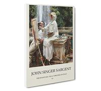 The Fountain, Villa Torlonia John Singer Sargent Canvas Print | Gallery Wrapped 30mm Frame Wall Art | 30x20 inches | Ready to Hang | Contemporary Picture | Living Room Bedroom Lounge Office