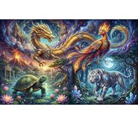 The Four Divine Beasts 1000 Piece Jigsaw Puzzle,Adults & Kids 14+,Impossible Challenge,Gift Idea,Home Wall Decor,Premium Cardboard,Educational Toy,Stress Relief 70x50cm