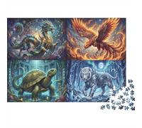 The Four Divine Beasts 1000 Piece Jigsaw Puzzle,Educational Toy,Premium Cardboard,Whimsical Challenge,Adults & Kids 14+,Home Wall Decor,Gift Idea,Stress Relief 38x26cm