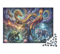 The Four Divine Beasts 1000 Piece Jigsaw Puzzle,Educational Toy,Stress Relief,Gift Idea,Impossible Challenge,Premium Cardboard,Adults & Kids 14+,Home Wall Decor 38x26cm