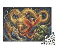 The Four Divine Beasts 1000 Piece Jigsaw Puzzle,Premium Cardboard,Educational Toy,Home Wall Decor,Gift Idea,Adults & Kids 14+,Impossible Challenge,Stress Relief 52x38cm