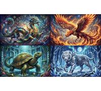 The Four Divine Beasts 1000 Piece Jigsaw Puzzle,Premium Cardboard,Impossible Challenge,Great Gifts,Home Wall Decor,Educational Toy,Adults & Kids 14+,Stress Relief 52x38cm