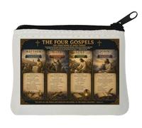 The Four Gospels Overview Neoprene Coin Purse Pouch 10x11cm White
