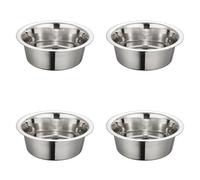 The four-pack of stainless steel pet bowls -201 food-grade stainless steel, safe and corrosion-resistant.for cats and dogs, meeting daily feeding, drinking, or travel needs.