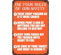 The Four Rules Of Gun Safety Warning Metal Signs Vintage Tin Sign, Rule Tin Poster Wall Art Home Kitchen Garage Bar Pub Wall Decor Gift 12x8 Inch