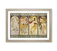The Four Seasons by Alphonse Mucha Framed Print | A2 Oak Framed Wall Art | Ready to Hang | Modern Nature Picture | Living Room Bedroom Lounge Office