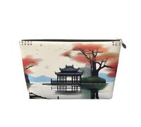 The Four Seasons Of Pattern Women'S Cosmetic Bag Leather Handbag Portable Large Capacity Zipper Travel Bag Storage Bag, Gold, One Size
