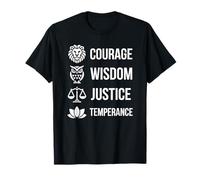 The Four Virtues Courage Wisdom Justice Temperance Stoicism T-Shirt