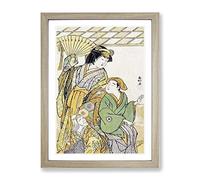 The Fourth Iwai Hanshiro By Katsukawa Shunsho Asian Japanese Framed Wall Art Print, Ready to Hang Picture for Living Room Bedroom Home Office Décor, Oak A2 (64 x 46 cm)