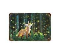 The Fox And The Fireflies Gift For Fox Lovers Art For Children Kids Vintage Metal Tin Sign Who Really Loved Foxes For Home Cafe Bar Garden Wall Art Decor Plaque 5.5x8 Inch