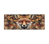 The Fox Hidden In The Fallen Leavesfloral Print Mousepad Laptop Keyboard Mat Large Mouse Pad With Stitched Edges Long Non-Slip Rubber Base Spring Desk Pad For Office Home Desk Decor, 31.5" X 11.8"