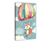 The Fox on The Parachute Canvas Poster Wall Art Decor Print Picture Paintings for Living Room Bedroom Decoration 16x24inch(40x60cm)
