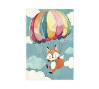 The Fox on The Parachute Canvas Poster Wall Art Decor Print Picture Paintings for Living Room Bedroom Decoration 08x12inch(20x30cm)