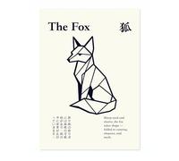 The Fox Poster, Japanese Origami Print, Minimal Line Art Wall Decor, A5 (Print Only) - 21x14.8cm