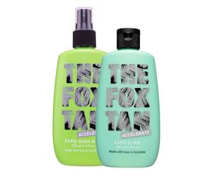 The Fox Tan For Him Duo, Tanning Accelerator & Cooling Mist for Darker, Long-Lasting Tans, Zesty Scent, Vegan & Cruelty-Free, 120ml (2 Products)