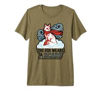 The Fox Wears A Scarf Stylized Illustration Swirling Wearing Premium T-Shirt