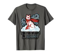 The Fox Wears A Scarf Stylized Illustration Swirling Wearing T-Shirt