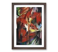 The Foxes Vol.1 by Franz Marc Framed Print | A2 Walnut Framed Wall Art | Ready to Hang | Modern Nature Picture | Living Room Bedroom Lounge Office