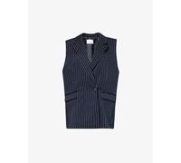 The Frankie Shop Womens Navy White Pinstripe Shane Pinstriped Woven-blend Waistcoat S
