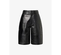 The Frankie Shop Womens The Frankie Shop Olivia Relaxed-Fit Leather Bermuda Shorts Black S