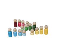 THE FRECKLED FROG Rainbow Families - Set of 16 - Wooden Peg People - 4 Colors and Sizes - Social Emotional Learning, Loose Parts Kits and Sensory Bins