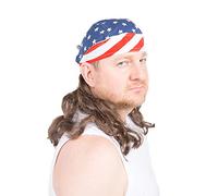 The Freebird Mullet Wig Skull Cap Brown One Size