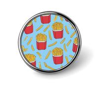 The French Fries Pattern Unisex Novelty Brooches & Pins | Round Metal Lapel Badge for Clothing Shawl Hat
