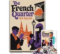 The French Quarter New Orleans Jazz Poster Jigsaw Puzzle, 1000 Piece | A printed paper puzzle on calm nights for patient puzzling.