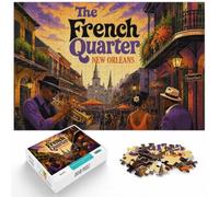 The French Quarter New Orleans Jazz Poster Jigsaw Puzzle, 1000 Piece | For relaxed weekends, this adult jigsaw puzzle with 1000 pieces combines concentration with relaxation.