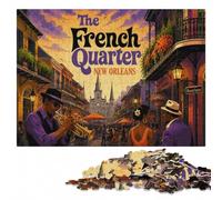 The French Quarter New Orleans Jazz Poster Jigsaw Puzzle, 1000 Pieces | Section-by-section building - a clear section-by-section approach at home.