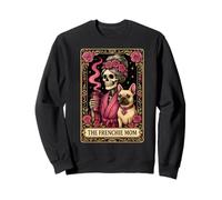 The Frenchie Mom Tarot Card Pink Flowers Cute French Bulldog Sweatshirt