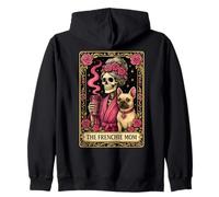 The Frenchie Mom Tarot Card Pink Flowers Cute French Bulldog Zip Hoodie