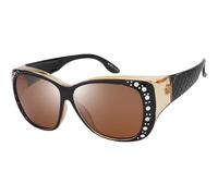 The Fresh Fit Over Glasses Rhinestone Polarized Sunglasses for Women FR1F5610 - Leather Eyeglasses Case, F5610p02 Crystal Brown, Brown, M