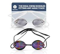 THE FRIENDLY SWEDE 2 Pack Protective Swim Goggles for Adults with Interchangeable Nose Pieces and Protective Cases, Mirrored (Black + White)