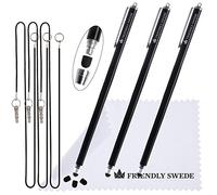 The Friendly Swede Extra Long Replaceable Thin Tip Stylus 18,5cm, Premium XXL Capacitive Stylus Pens + Elastic Tether Lanyards & Spare Tips