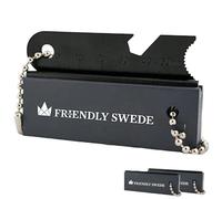 The Friendly Swede Magnesium Fire Starter Kit 3-Pack - Flint and Steel Fire Starter Survival Tool; Weatherproof Firestarter for Camping, Hiking & BBQs; Flint and Steel Magnesium Bar; 6-in-1 Striker