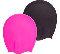 The Friendly Swede Silicone Long Hair Swimming Caps for Adults with Ear Pockets (2 Pack), Unisex Swim Hats for Kids, Women and Men