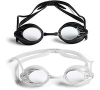 THE FRIENDLY SWEDE Swim Goggles in Cases (2-pack) with Interchangeable Nose Pieces (S/M/L) (Clear lens)