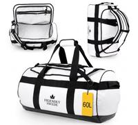 The Friendly Swede Water-Resistant Duffle Bag Backpack, 500D PVC,60L White