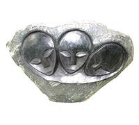 The Friendly Trading Co African Shona Sculpture Family of 3 Faces 17 cm African Art