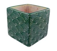 The Friendly Trading Co Cube Stone Planter handcrafted // 10cm with Storycard // Many colours (Bright Green)