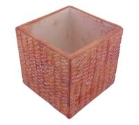 The Friendly Trading Co Stone Cube Kitchen Storage Pots // 10cm with Storycard // Handcrafted - Many colours (Burnt orange)