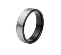 The Frienemy Store Men's Two-Tone Wedding Band Ring, Black and Brushed Silver (19)