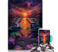 The Frog Band at Sunset Adult Jigsaws 1000 Piece,Educational Game Challenge Toy Wall Decoration Unique Birthday And Xmas Gifts 38x26cm