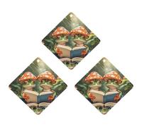 The Frog Family Is Reading Car Air Freshener, 3 Pcs Rhombus Hanging Air Freshener Cards, Long Lasting Fragrance Scented Cards for Car, Home, Office Black-style